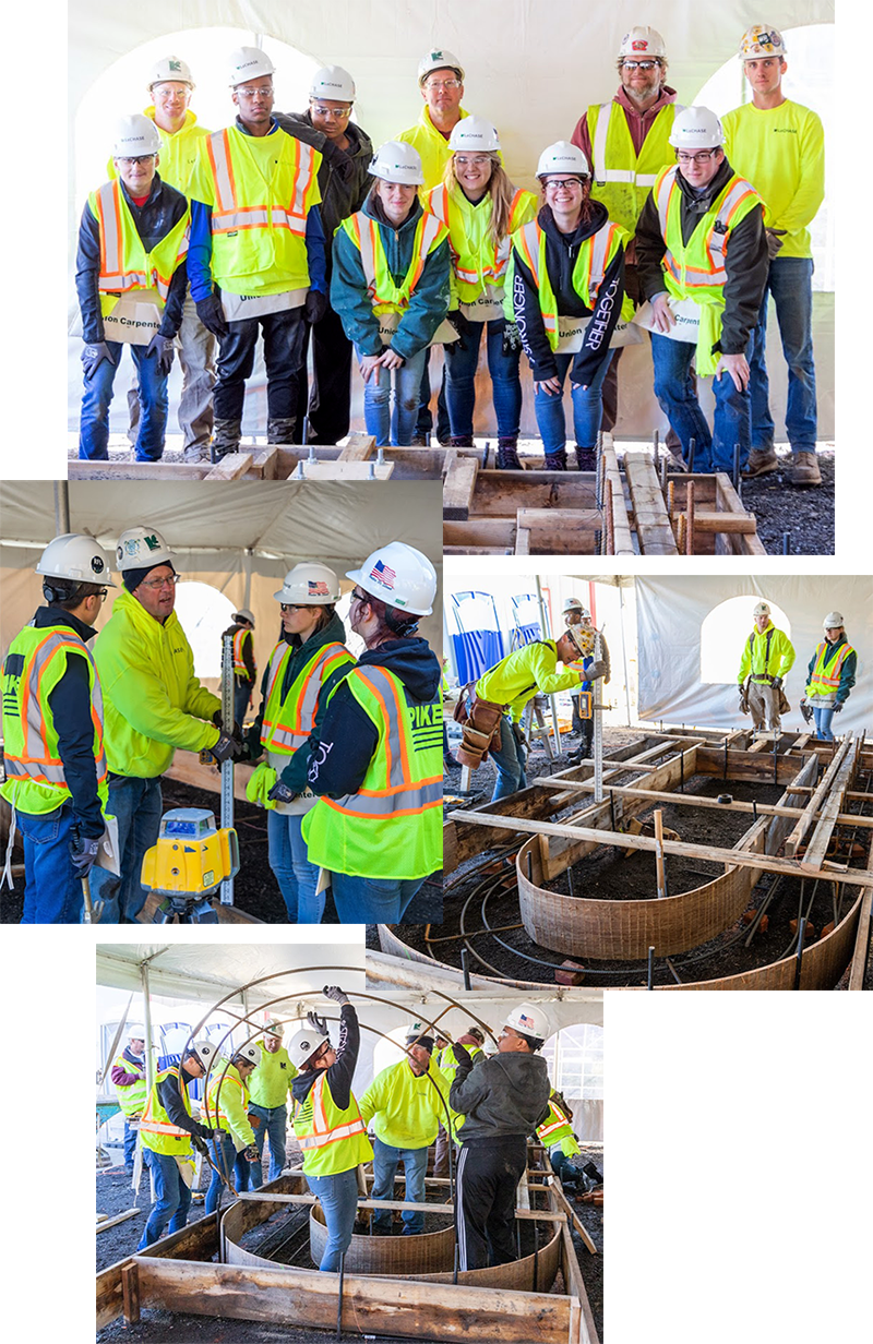 Images of the LeChase-led team at the recent concrete forming competition in Rochester.