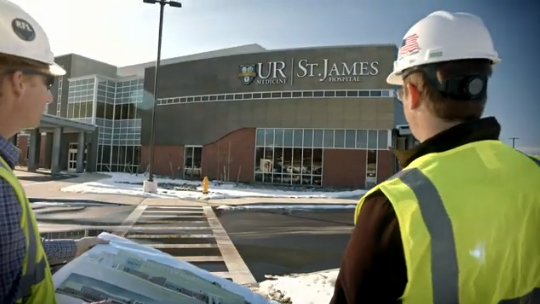Image from UR Medicine video showing St. James Hospital project in Hornell.